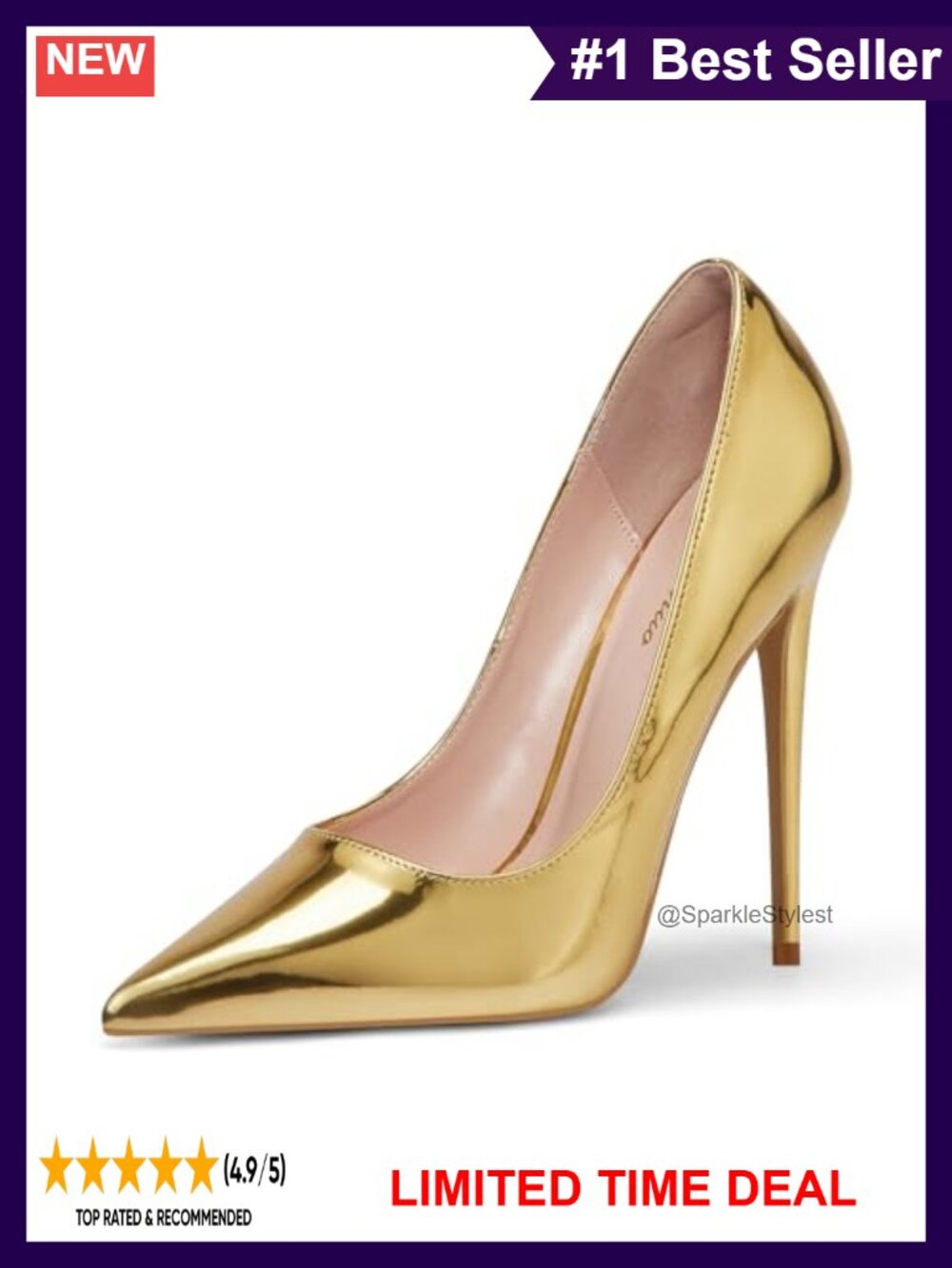 Women Pumps Pointed Toe Stilettos 4.7 inch Heels Party Shoes